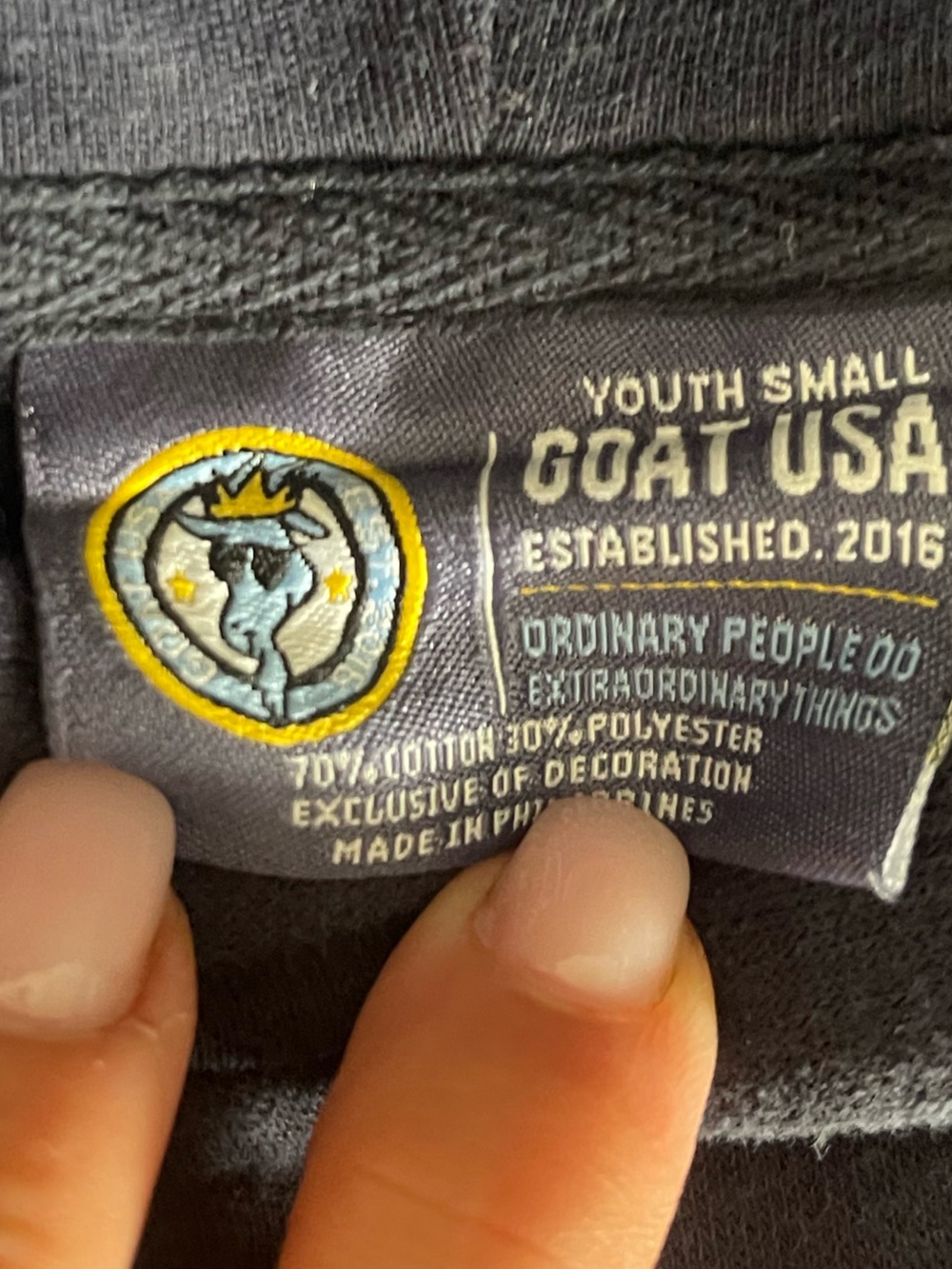 GOAT USA Kids Navy Hoodie with Pink Logo - Picture 3 of 4